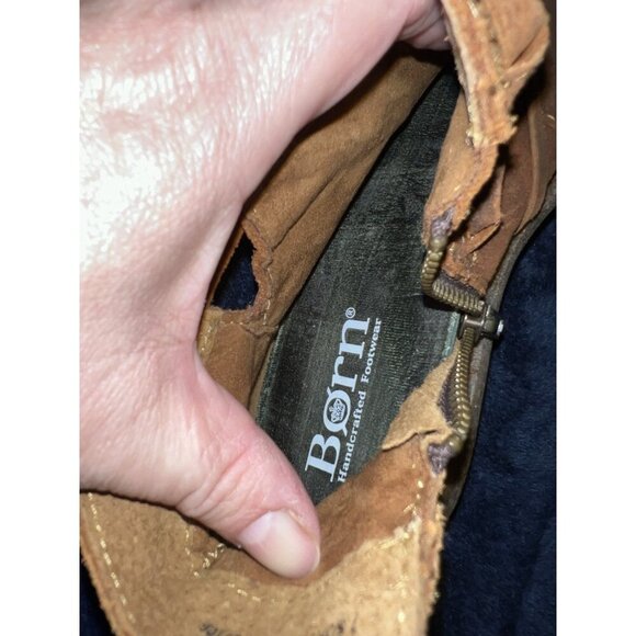 BORN Boots Womens Tarklin Booties Brown Suede Distressed Boho Zip Wrap Lace - Picture 10 of 12